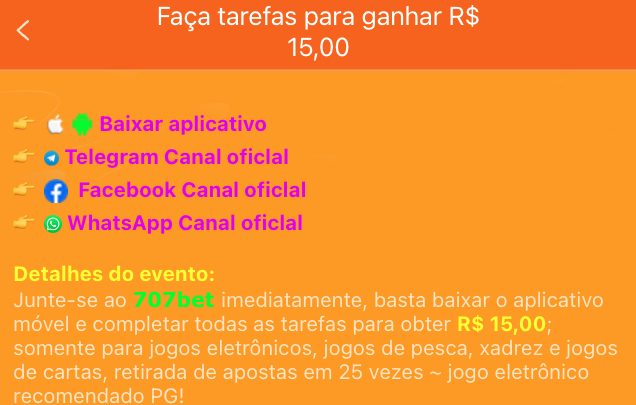 Promoções 707 Game: Ganhe R$ 15,00